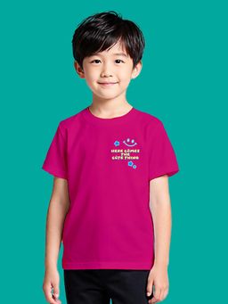 Nusyl - Boy Hot Pink Cute Monster Printed T-shirt