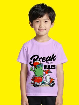 Nusyl - Boy Lavender Monster with Break the rules Printed T-shirt