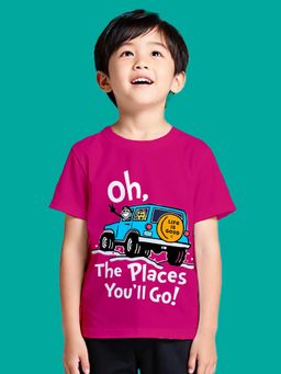 Nusyl - Boy Hot Pink Oh the places you'll go Printed T-shirt