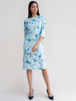 FableStreet - Floral Shift Dress - Blue