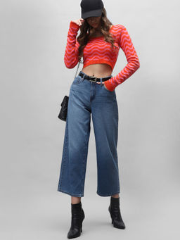 VERO MODA - Blue Mid Rise Wide Leg Jeans