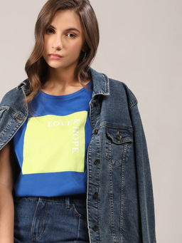 VERO MODA - Blue Text Print T-Shirt