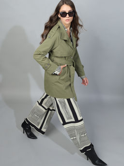 VERO MODA - Green Belted Trench Coat with Belt (Set of 2)