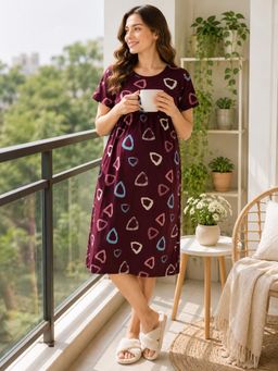 MomToBe - Womens Cotton Wine Feeding Nighty