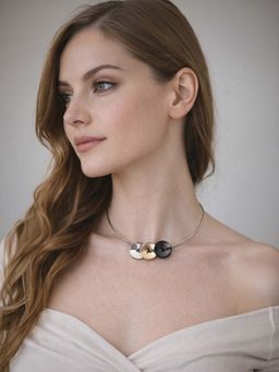 Odette - Grey Alloy Metallic Design Adjustable Necklace For Women