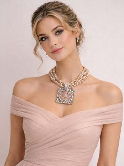 Odette - Off White Alloy Pearl Necklace For Women