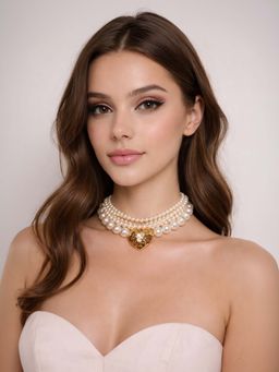 Odette - White Alloy Pearl Necklace For Women