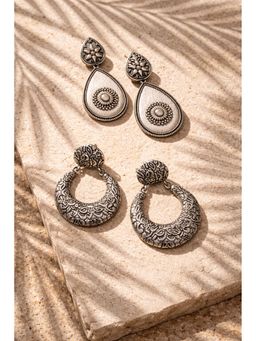 Niska - Silver Drop Earrings (Pack of 2)