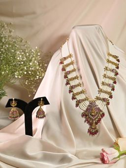 Swan Jewels - Vaibhavi Laxmi White Temple Long Jewellery Set