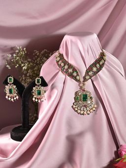 Swan Jewels - Meisha Sangeet Multi-coloured Polka Pearl Drop Jewellery Set