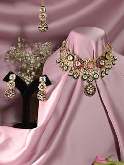 Swan Jewels - Kalyani Multicolour Bridal Polka Kundan Jewellery Set