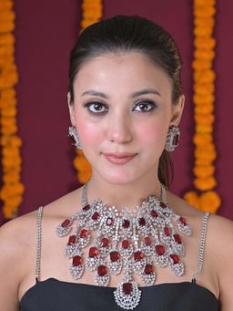 Swan Jewels - Raj wadi Statement Gemstone Cocktail Diamond Jewellery Set