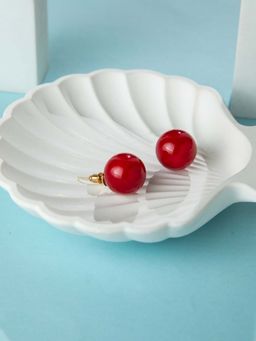 Niscka - Crimson Red Classic Round Stud Earrings