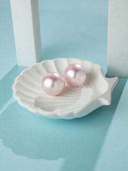 Niscka - Big Round Baby Pink Statement Stud Earrings