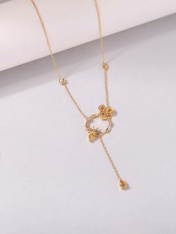 Ornate Jewels - 925 Silver 18K Gold Plated Natural Citrine Honey Bloom Necklace Women & Girls