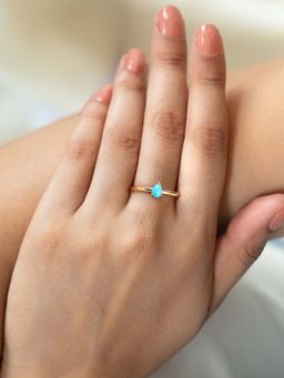 Ornate Jewels - 925 Silver 18K Gold Plated Pear Turquoise Elegance Ring