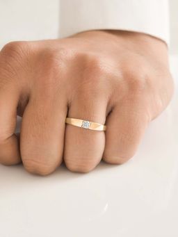 Ornate Jewels - 925 Silver 18K Gold Plated American Diamond Solitaire Adjustable Ring for Women, Girls