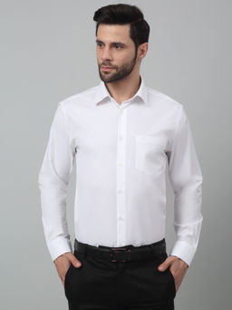 Cantabil - Men White Solid Full Sleeves Shirt