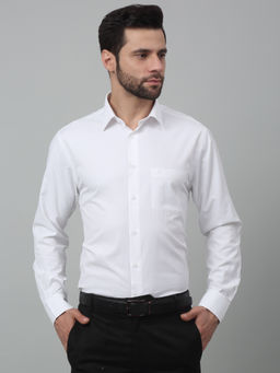 Cantabil - Men White Textured Full Sleeves Shirt