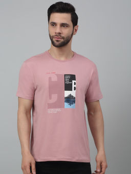 Cantabil - Men Pink Graphic Round Neck Half Sleeves T-Shirt
