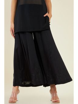 Soch - Women Black Rayon Embroidered Palazzo