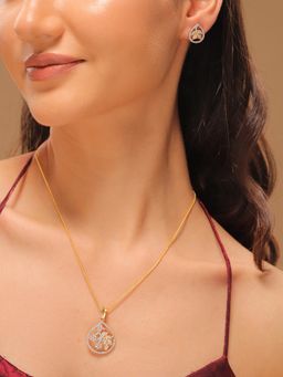Voylla - Gold Elegance Flora Aura American Diamond Necklace Set