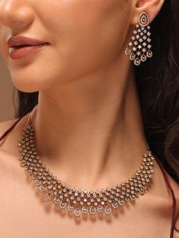 Voylla - Gold Elegance Aurora Grace American Diamond Cz Necklace Set