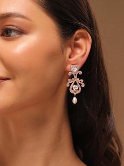 Voylla - Royal Romance Kama Rose Gold Drop Earrings