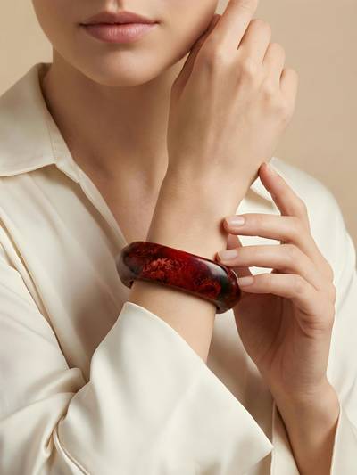 Red Resin Statement Kada with Smooth Glossy Finish for Elegant Everyday Wear Style
