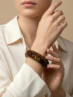 ADIVA - Amber Brown Glossy Resin Statement Kada for Women