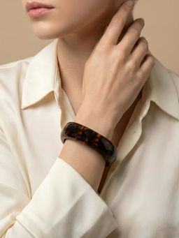 ADIVA - Brown Marble Finish Glossy Resin Acrylic Modern Statement Kada for Women