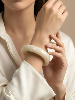 ADIVA - Ivory Marble Finish Glossy Acrylic Resin Western Statement Kada for Women