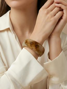 ADIVA - Beige Marble Finish Glossy Acrylic Resin Western Statement Kada for Women