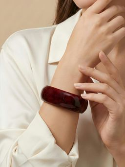 ADIVA - Maroon Marble Finish Glossy Acrylic Resin Western Statement Kada for Women