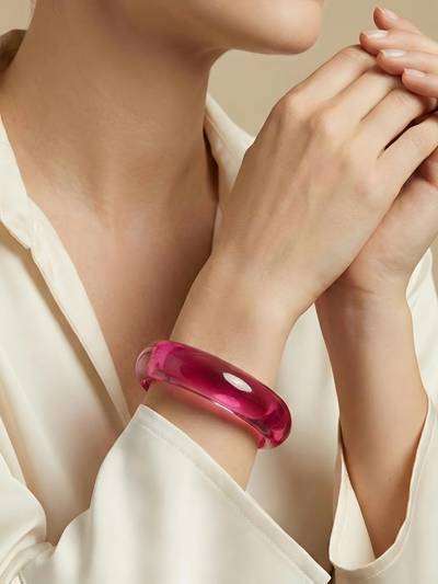 Solid Pink Glossy Acrylic Resin Western Statement Kada for Women