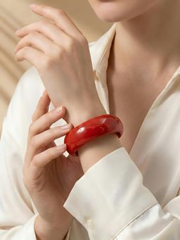 ADIVA - Classic Maroon Glossy Resin Chunky Statement Kada for Women