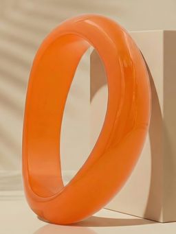 ADIVA - Solid Orange Glossy Resin Western Statement Kada for Women