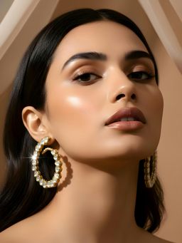 ADIVA - Gold-Plated Kundan Stone Studded Handcrafted Drop Earrings for Women