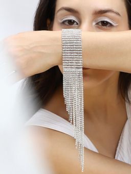 Sohi - Women's The Bijou-Chandelier Statement Bracelet - Crystal Silver