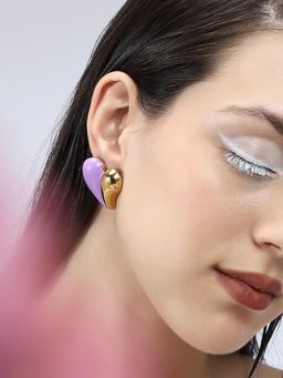 Sohi - Women's The Chonky-Coeur drop Earrings - Lavender