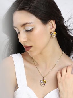 Sohi - Women's The Florescence-Bijou Jewellery Set - Rose Pink and Amethyst Purple