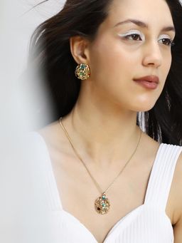 Sohi - Women's The Marquess Jewellery Set - Azure Blue and Emerald Green