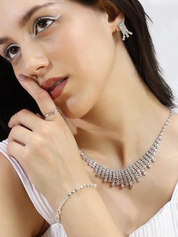 Sohi - Women's The Bijou-Niht Jewellery Set - Crystal Silver