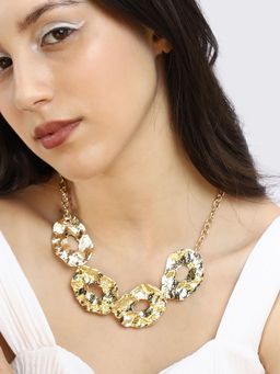 Sohi - Women's The Dented-Halo Statement Necklace - California Gold