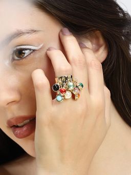 Sohi - Women's The Drizzle Statement Ring - Multi-Color