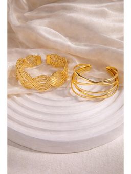 Niska - Antitarnish Exaggerated Punk Geometric Iron Bracelet (Pack Of 2)