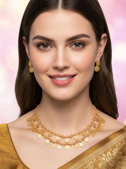 OOMPH - Traditional Gold Laxmi Coin Choker Jewllery Set - Kasumalai Style