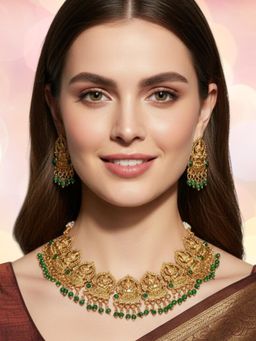 OOMPH - Traditional Goddess Laxmi Jewllery Set - Wedding Collection - For Women and Girls