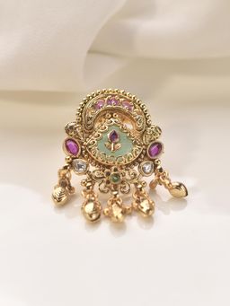 Peach Tassels - Golden Finger Ring with Intricate Design