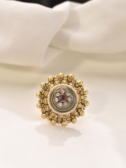 Peach Tassels - Golden Finger Ring with Gemstone